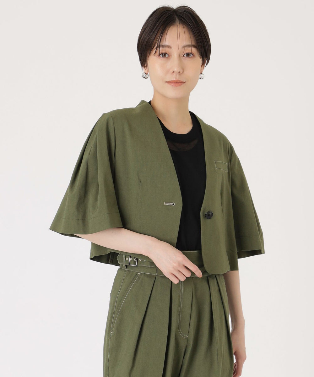 イチオシ/セットアップ】リネンショートジャケット(ジャケット)｜CAST
