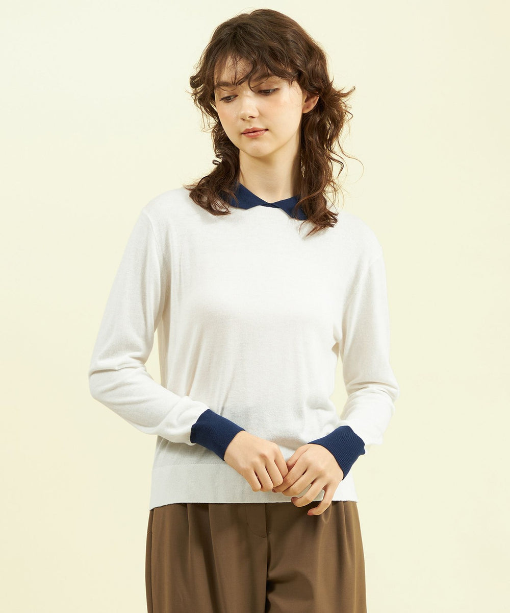 WEB&一部店舗限定】ウールミックスバイカラーニット(トップス