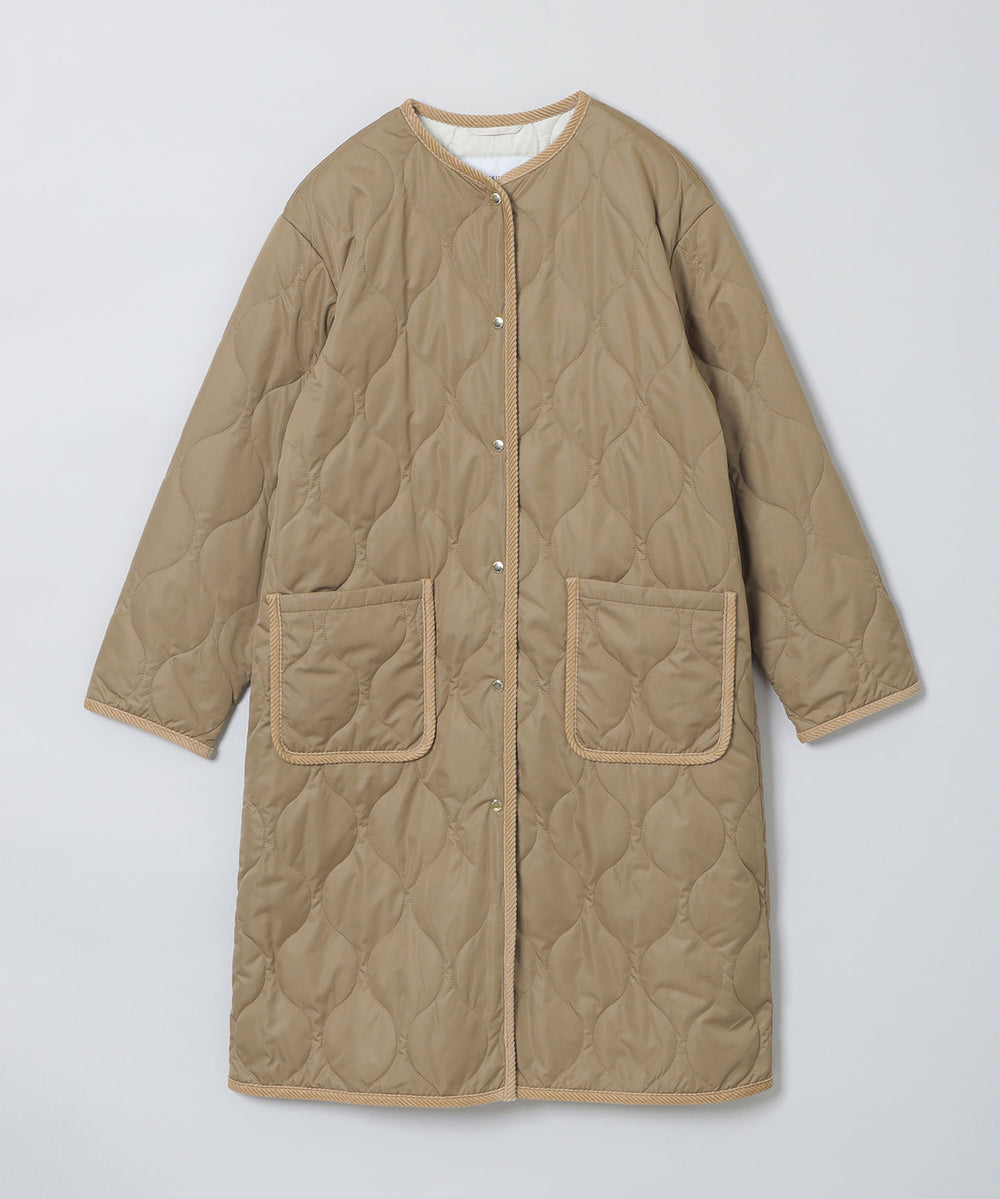 WEB限&一部店舗限定定】ノーカラーキルティングロングコート(コート