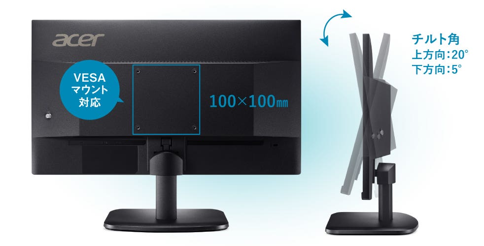 Acer 21.5インチ VA フルHD 120Hz 1ms(VRB) 非光沢 sRGB 99% Adaptive