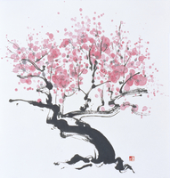 梅 水墨画[20037008690]の写真・イラスト素材｜アマナイメージズ