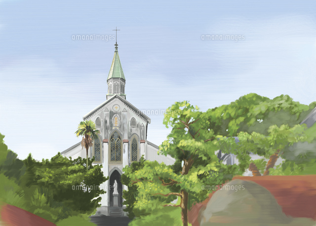 夏に訪れた大浦天主堂[10822000033]の写真・イラスト素材｜アマナ