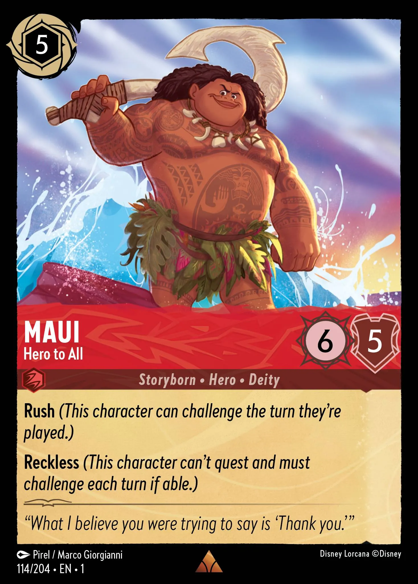 003-113 Maui - Soaring Demigod Lorcana Card | Disney Lorcana