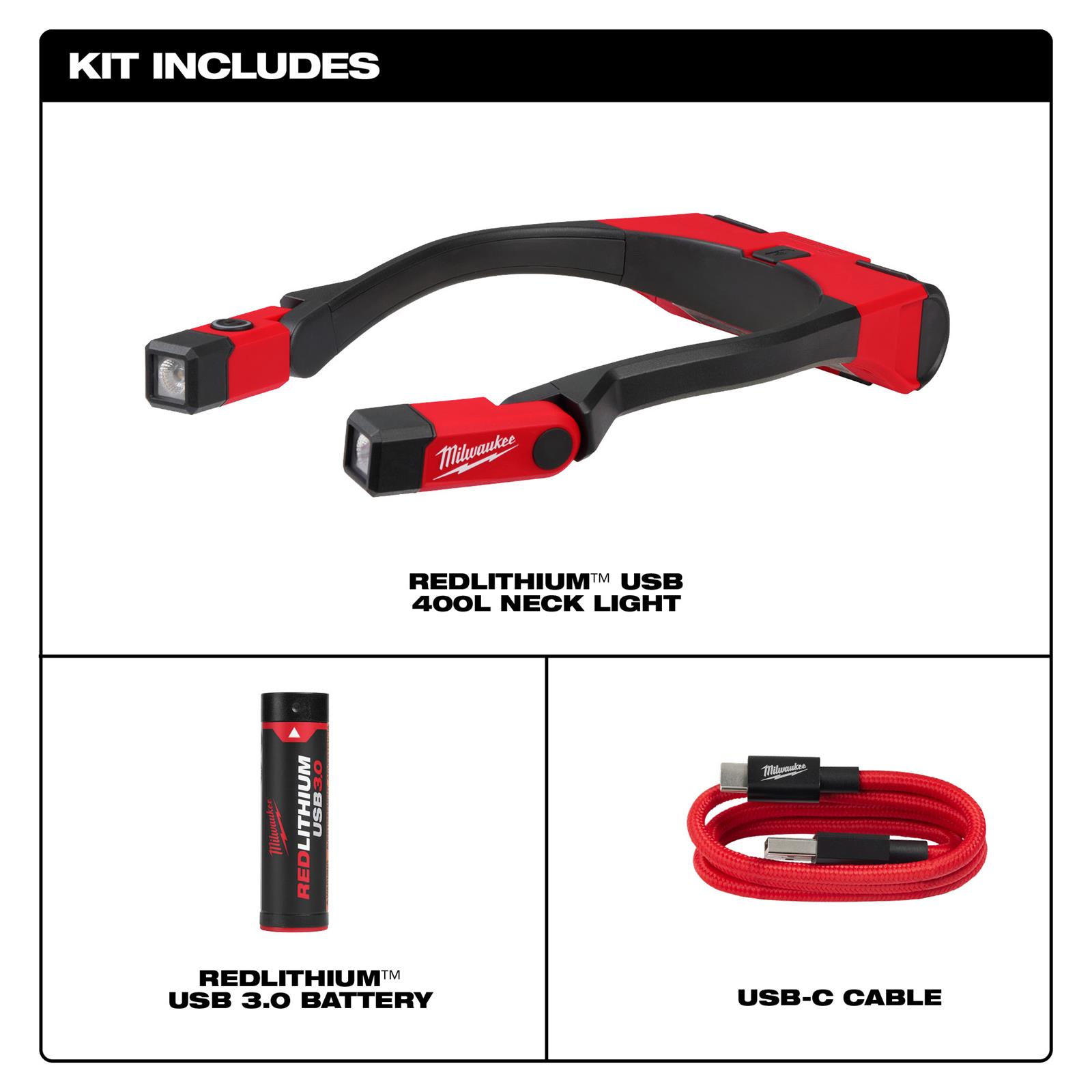 Milwaukee Tool 2117-21 Milwaukee REDLITHIUM USB 400 Lumen Neck
