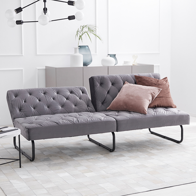 ソファベッド ベルベット調生地使用 スチール脚 [幅179] | 【公式