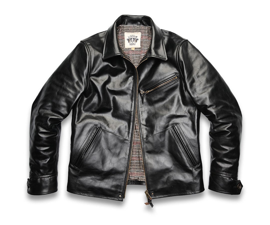 シンプルながらもクラシックな雰囲気を纏う・茶芯馬革レザージャケット