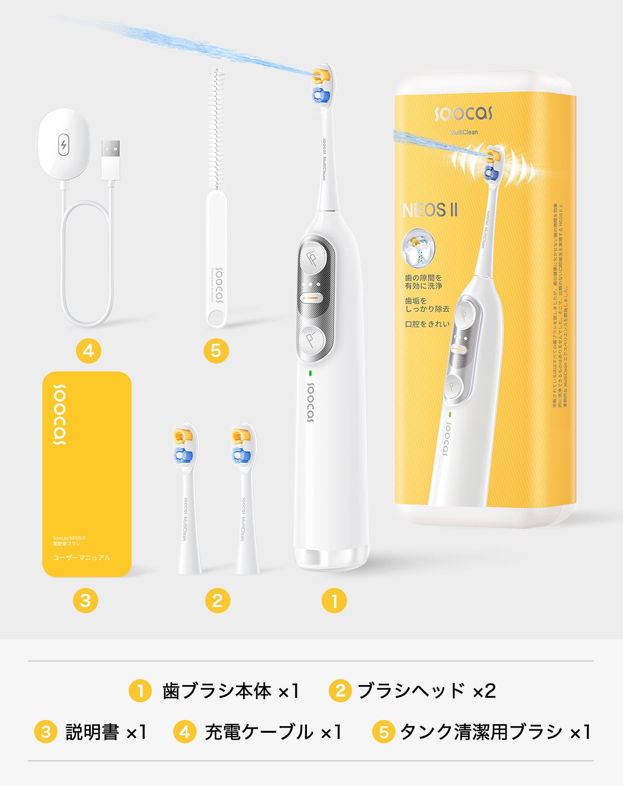 1台2役！磨くと洗うを同時に叶える次世代電動歯ブラシSoocas NEOS II