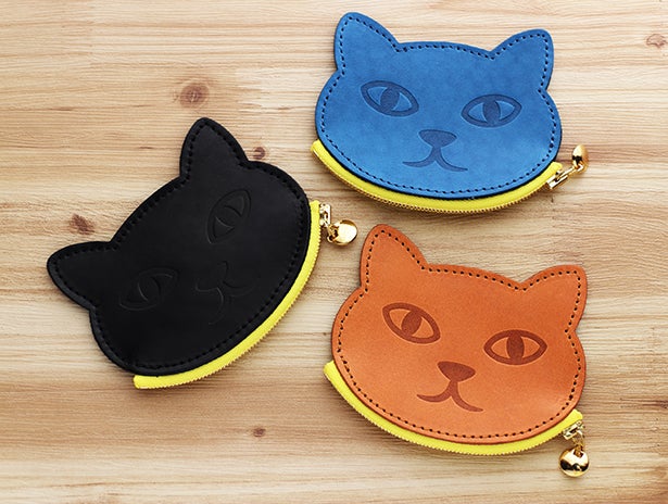 にゃんこ型（ネコ型）本革コインケース「にゃんコインケース