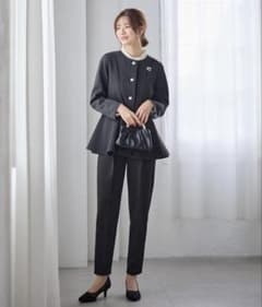 GeeRA 2点セット ペプラムジャケット テーパードパンツ ベージュ M