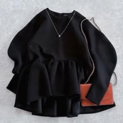 人気 ツルバイマリコオイカワ Kirillペプラムトップス キリル ブラック
