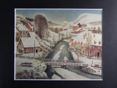 岡鹿之助、【積雪】、希少な大判額装用画集より、美品、日本人画家