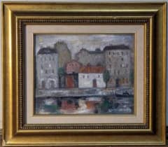 真作】絵画 大澤喜一 油彩3号 川沿いの風景 パリの街並み W162 - メルカリ