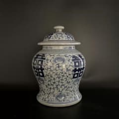 青花纏枝喜字紋将軍壺 景徳鎮 陶磁器 装飾品 現代工芸品 美術品 置物