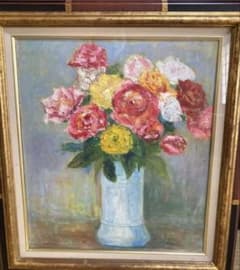 油彩画 バラ F10 額装無し - メルカリ