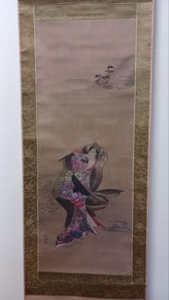 掛軸 肉筆 北舟筆 月下美人図 絹本着色 古美術 骨董 - メルカリ