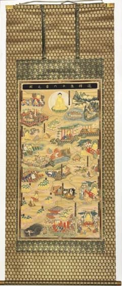 選択集十六章之図」金泥極彩色木版画 1幅|浄土宗 法然 知恩院 仏教美術