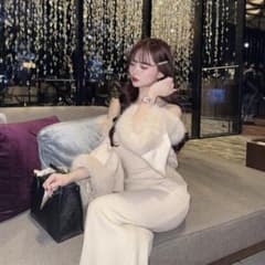 限定価格】elmyu ファーポンチョカーデ×チェーンワンピ パーティー