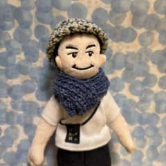 2528 小田和正 人形 ニット帽とマフラーのセット 青白 - メルカリ