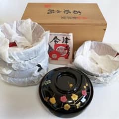 会津塗 木製漆器 蓋つき お好み椀×5個 梅蒔絵 汁椀 雑煮椀 - メルカリ