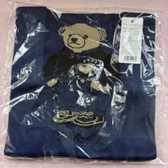 クマ刺繍 ネイビー トートバッグ ニットバック - メルカリ