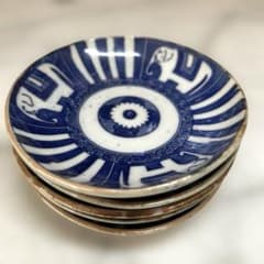 骨董 古伊万里 小皿 山仁製 サーカス象 図変わり印判 エラー 明治大正