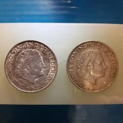オランダ1ギルダー銀貨】 2枚 (1957年)(1966年) - メルカリ