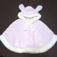 新品】80〜90☆メゾピアノ☆うさぎ耳フード付き！立体うさぎ！ケープ