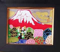 片岡球子「富士に献花~赤富士~」油彩 F3号 肉筆 サインあり - メルカリ