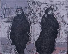 木村二朗「Morocco 砂漠の民」3号油彩,最高センス,色勘,クールな作品