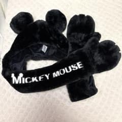 ディズニー ミッキー マフラーファンキャップ 黒 - メルカリ
