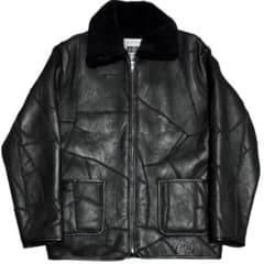 BOLINI リアルムートン レザージャケット パッチワーク ブラックボア