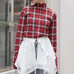 新品未使用】 poppy タータンチェック シースルートップス あさぎー