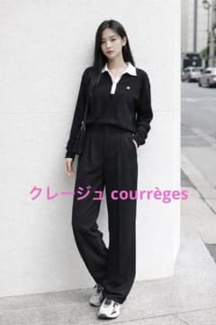 クレージュ courrèges ポロシャツ 長袖 黒×白 サイズ40 Y2K - メルカリ