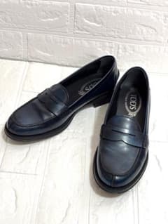 ほぼ未使用TOD'S ダークネイビー レザー ローファー36サイズ jp23