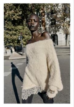 完売品⭐︎ZARA レースコンビニットセーター S - メルカリ