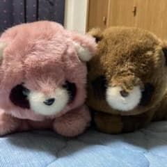 ぬいぐるみの三英 昭和レトロ 茶、ピンクのたぬきのぬいぐるみ - メルカリ