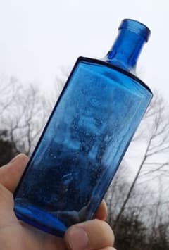 レトロ瓶 コバルト ガラス瓶 ボトルディギング 一輪挿し 昭和レトロ