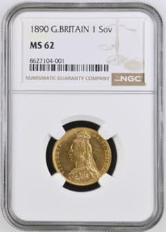 NGC鑑定 MS62／1890年 1ソブリン金貨 ヴィクトリア女王 - メルカリ