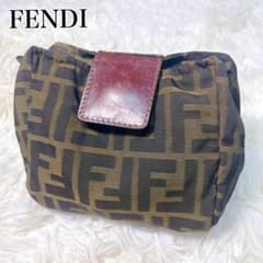 FENDI フェンディ FF ズッカ柄 ポーチ ロゴ ブラウン - メルカリ
