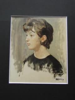 小磯良平、【D嬢の像】、希少な大判額装用画集より、美品、新品額装付