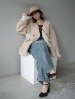 Lumier リュミエ バッグ付エコファーノーカラーコート - メルカリ