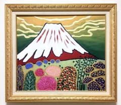 F10号)片岡球子【早春の富士】 肉筆/表裏サイン有り/裏シール有り/岩彩