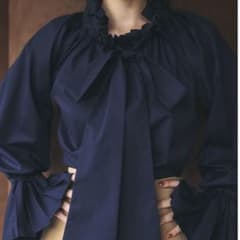 ☆とりむね様専用☆ poláura プリーツリボン2WAYブラウス【ネイビー