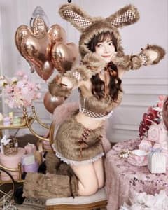 Malymoon テディバニーギンガムファーセットアップ ブラウン - メルカリ