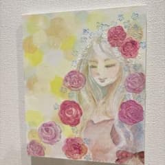 テクスチャーアート アクリル画 現代アート 花の絵 抽象画 原画 人物