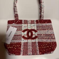 CHANEL】ツイードスパンコール トートバッグ レッド ノベルティ新品未