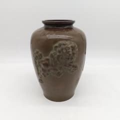 2282番 渋谷鳳州 銅製 獅子模様花瓶 高岡銅器 花器 花入 - メルカリ