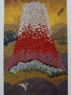 平松礼二、【 ジャポニズム -花山水- 】、希少な画集画、新品高級額