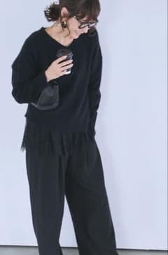 田丸麻紀 アデ Ade' 裾レースタンクトップ ブラック - メルカリ