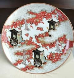 有田焼 秀峰 額皿 大皿 絵皿 御所車 梅 46㎝ - メルカリ